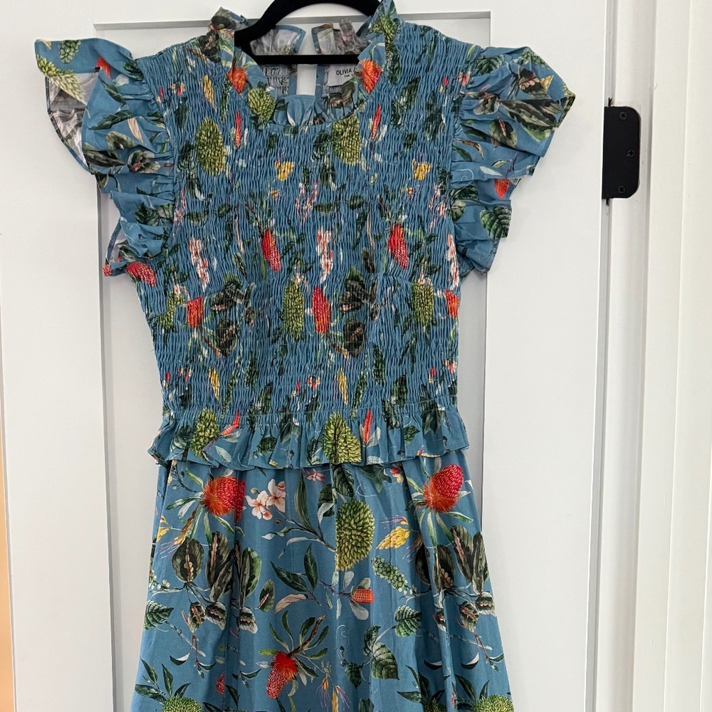 Olivia James the Label | tropical print smocked dress